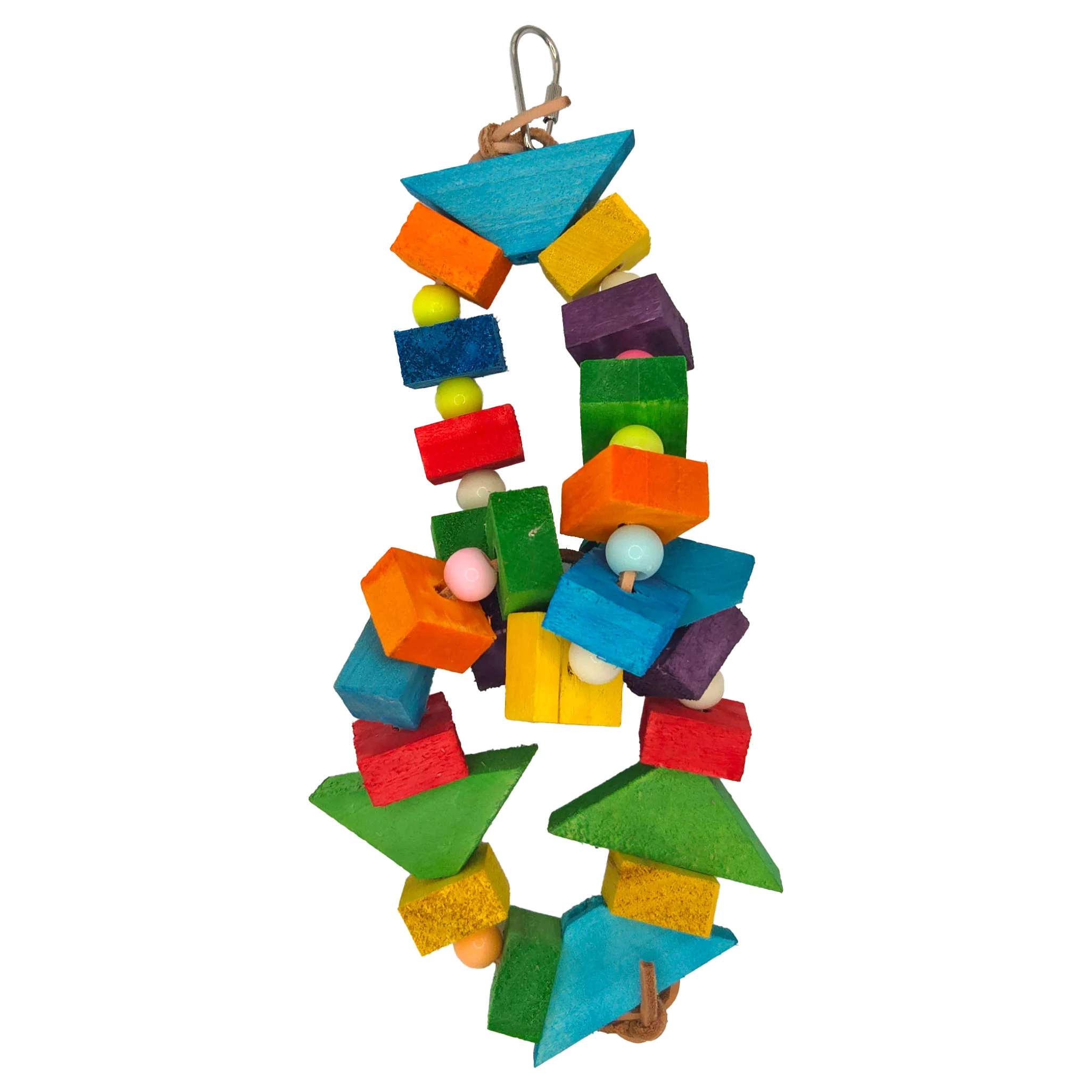 A & E Cages Happy Beaks Blocks & Bead Hanging Wood Rings Bird Toy
