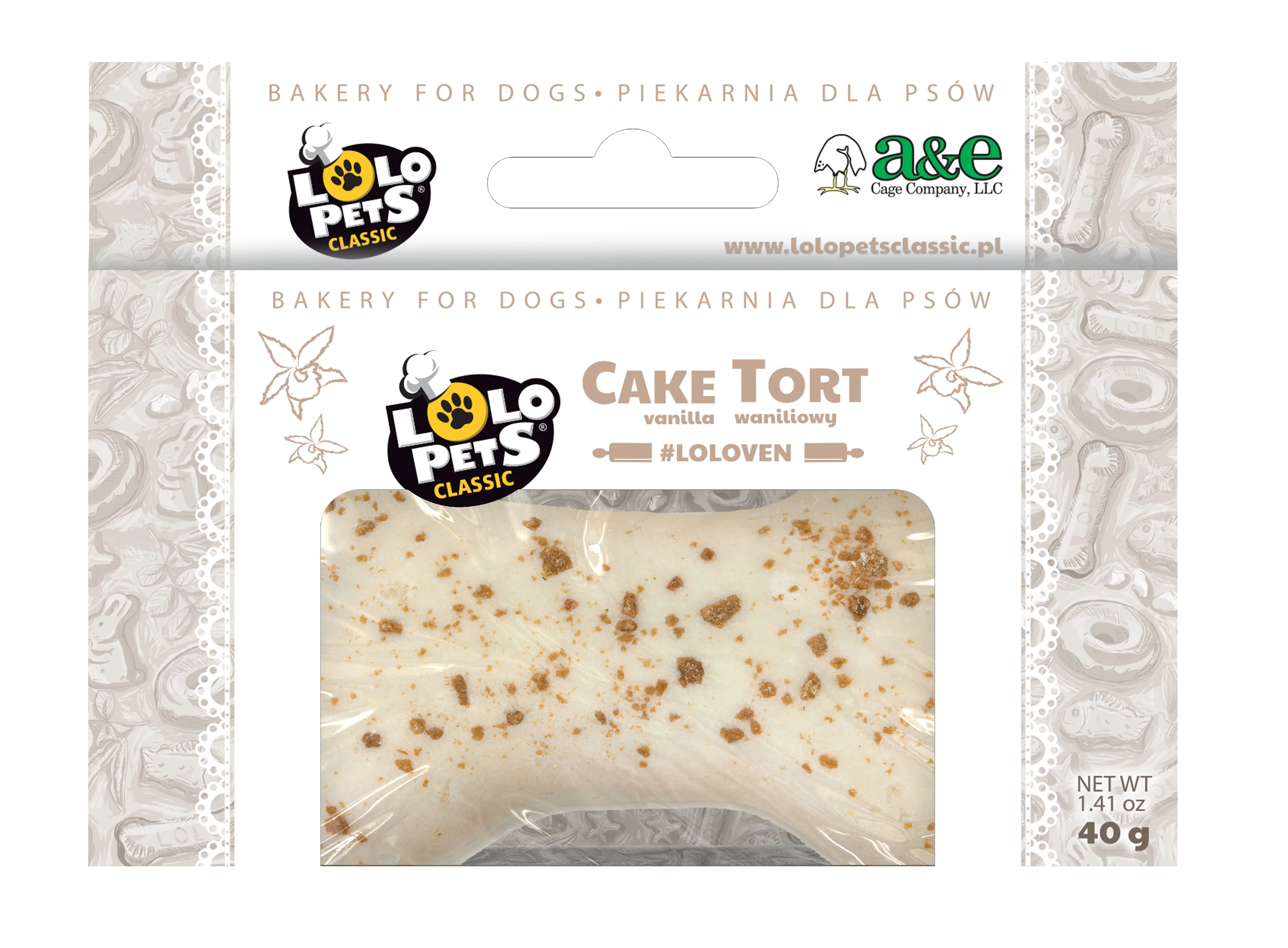 A & E Cages LoLo Pets Bakery Bone Shaped Dog Cake Treat Vanilla Mini