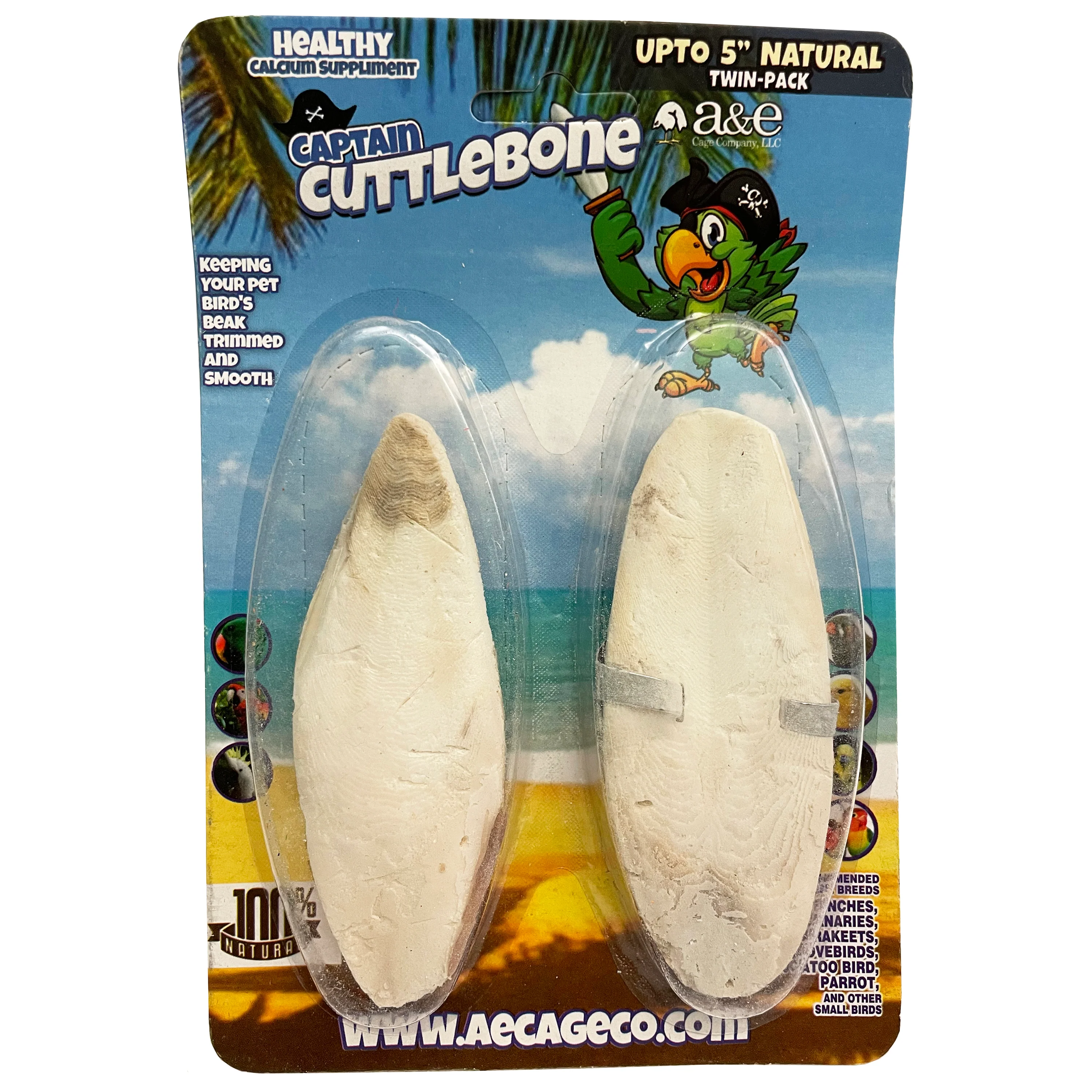 A & E Cages Natural Cuttlebone 5 in, 2 pk