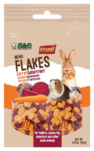 A & E Cages Vitapol Menu Flakes Carrot & Beetroot Small Animal Treats 4.4 oz
