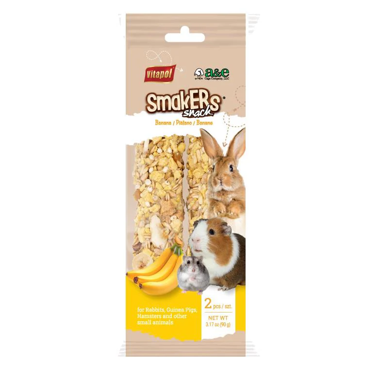 A & E Cages Vitapol Smakers Small Animal Treat Stick Banana 2 pk