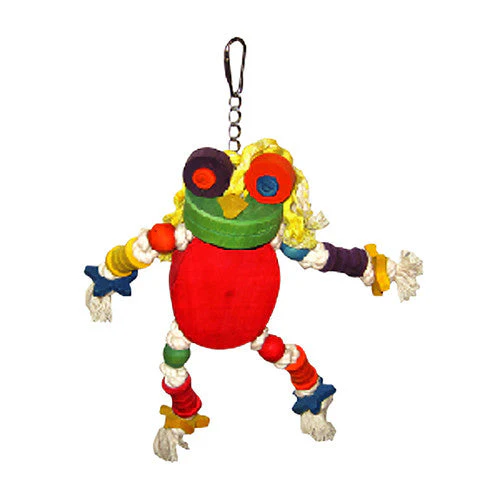 A & E Cages Happy Beaks The Silly Wood Frog Bird Toy One Size - Image 2