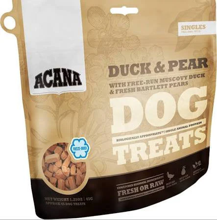 Acana Singles Grain Free Limited Ingredient Diet Duck And Pear Formula Dog Treats-1.25-oz-{L+x} - Image 2