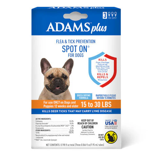 Adams Plus Flea & Tick Prevention Spot On for Dogs, Medium Dogs 15 to 30 lbs - Image 2