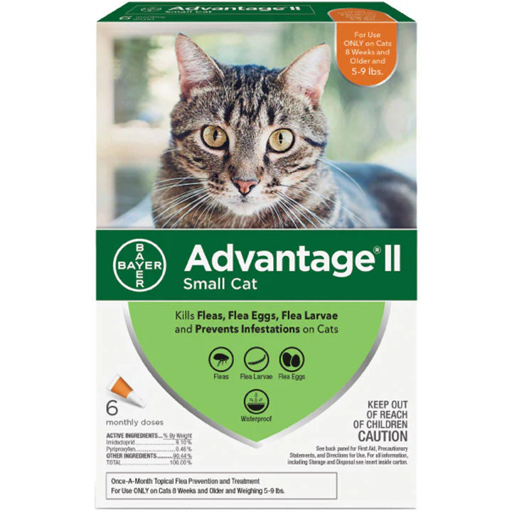 Advantage Ii Cat Small Cat 5-9lb Orange 6 Pack