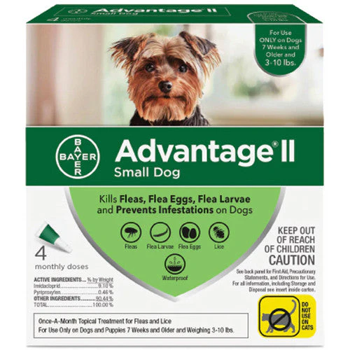 Advantage Ii Dog Small Dog 3-10lb Green 4 Pack - Image 2