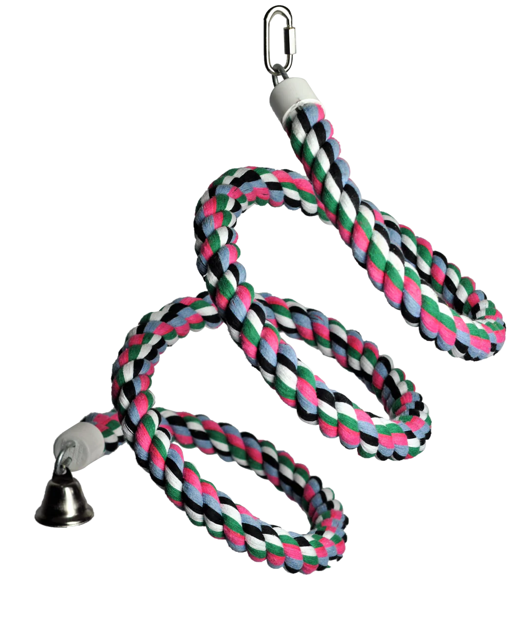 A & E Cages Rainbow Cotton Rope Boing with Bell Bird Toy MD