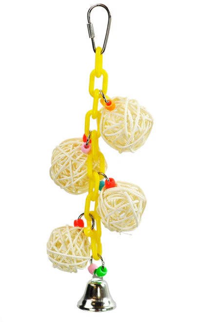 A & E Cages 4 Vine Balls on Chain with Bell Bird Toy - Image 2