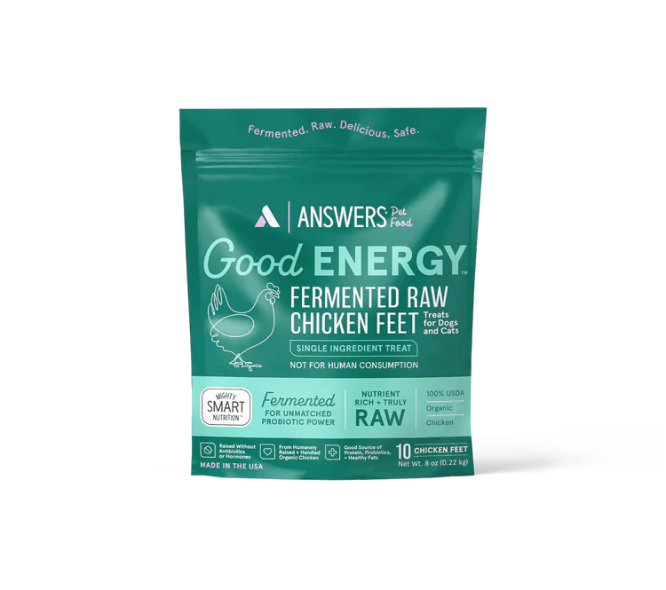 Answers Dog & Cat Good Energy Frozen Raw Fermented Chicken Feet - 10 Count