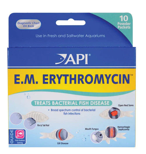 API E.M. Erythromycin Freshwater Fish Powder Medication 10 Pack - Image 2