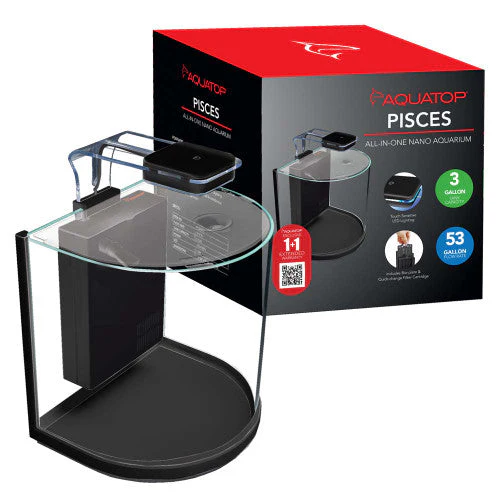 Aquatop PISCES All-in-one Nano Bowfront Glass Aquarium Kit Black, Clear 3 gal - Image 2