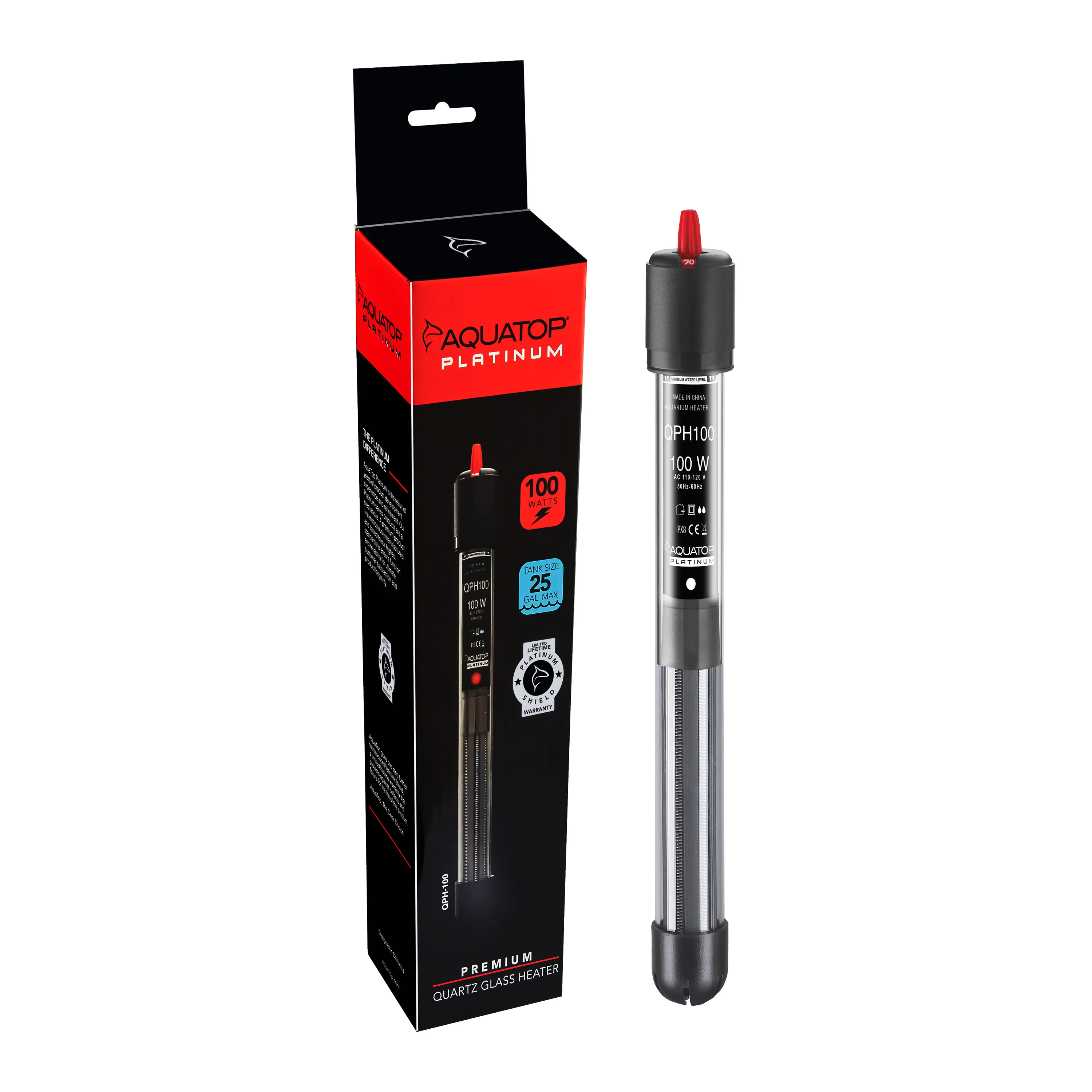Aquatop Quartz Platinum Glass Heater 20-30 gal, 100 W