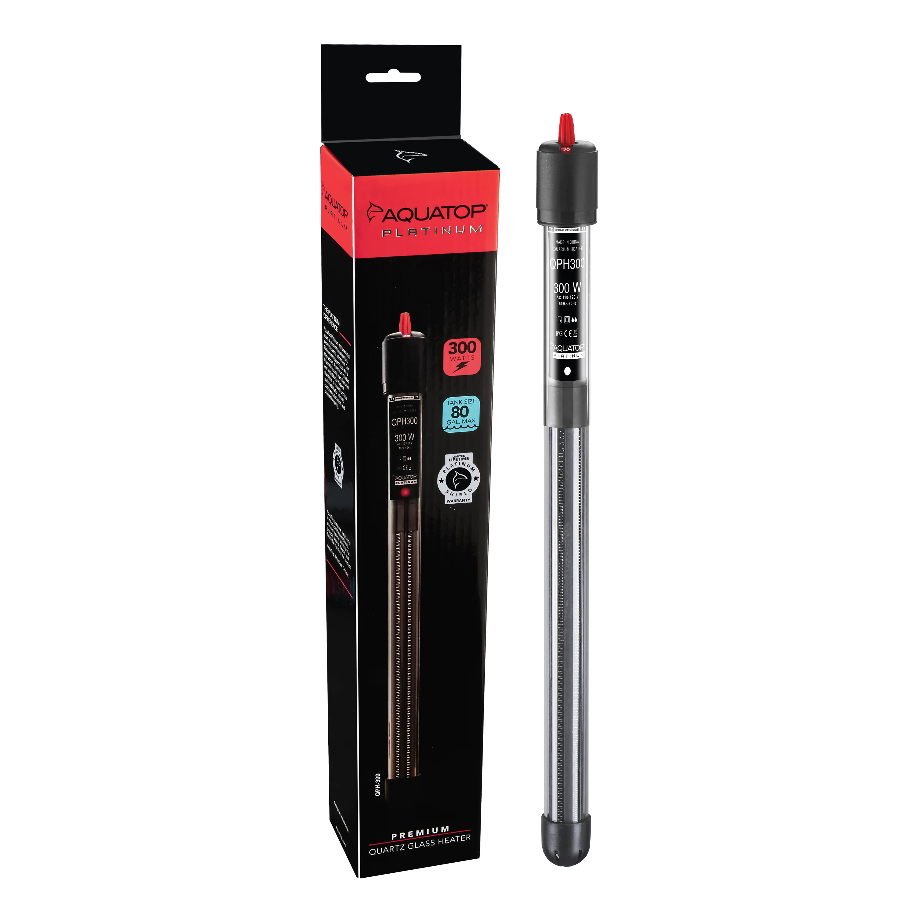 Aquatop Quartz Platinum Glass Heater 55-100 gal, 300 W