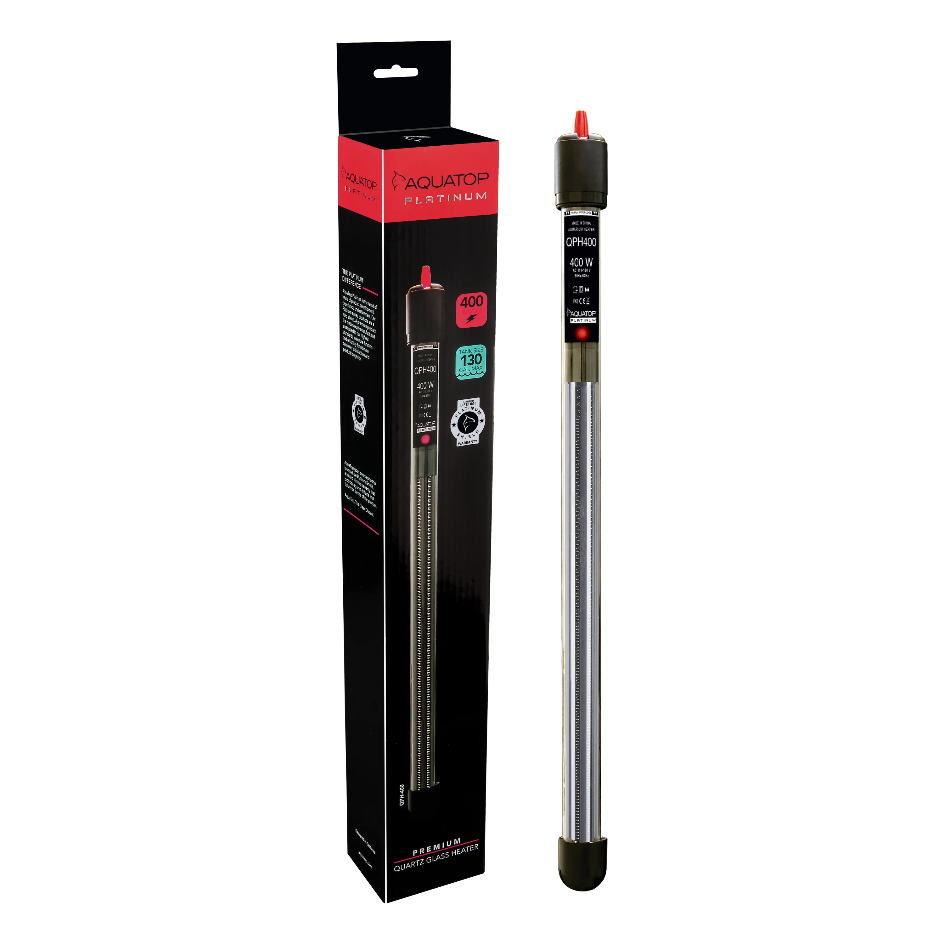 Aquatop Quartz Platinum Glass Heater 80-130 gal, 400 W