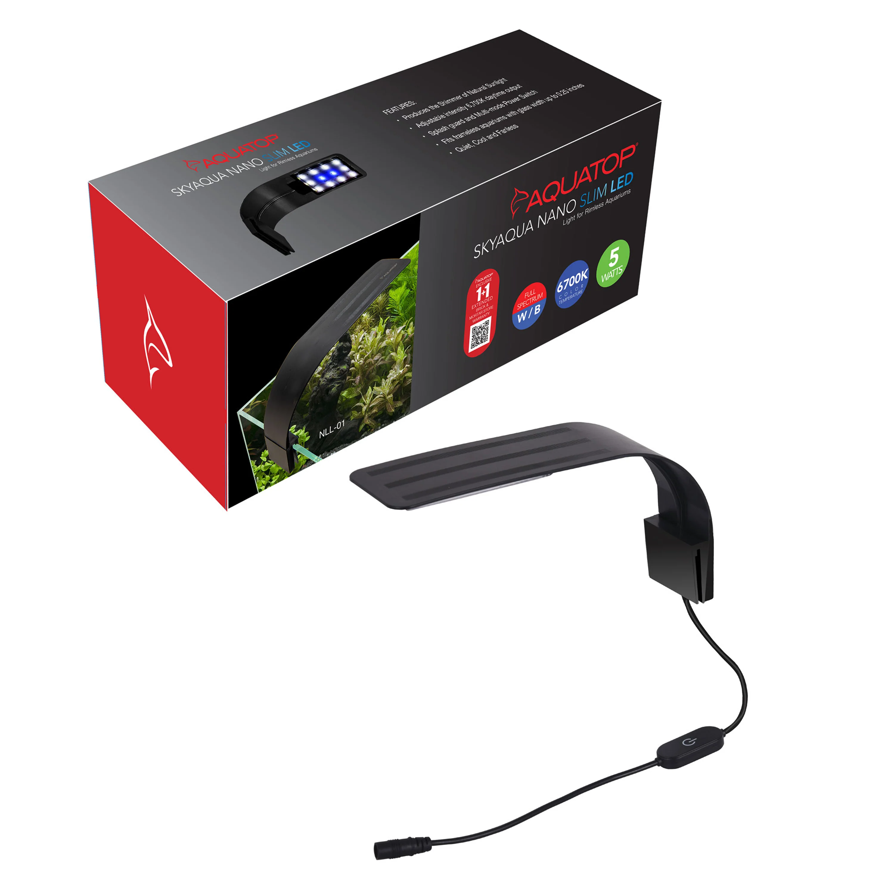 Aquatop SkyAqua Nano Slim LED Light for Rimless Aquariums 5 W