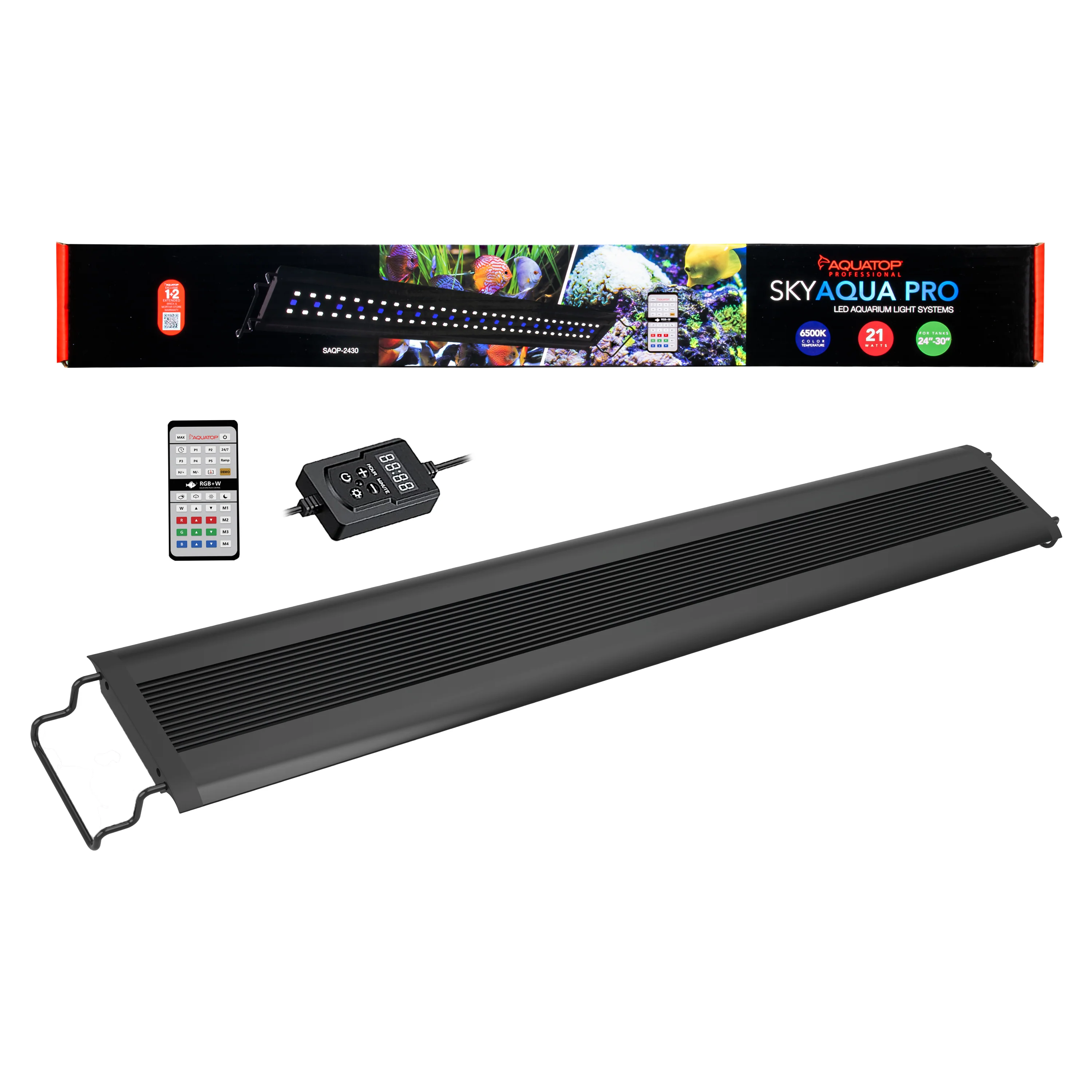 Aquatop SkyAqua Pro LED Light Fixture with IR Remote 6500K 21 W, 24-30 in
