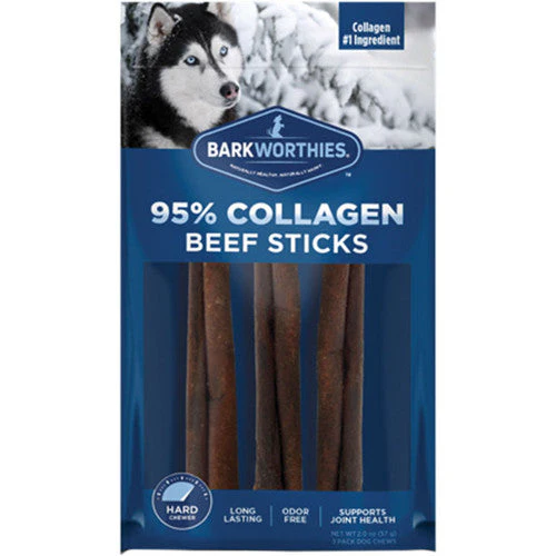 Barkworthies Dog Collagen Grain Free Beef Stick 6 Inch 3 Pack - Image 2