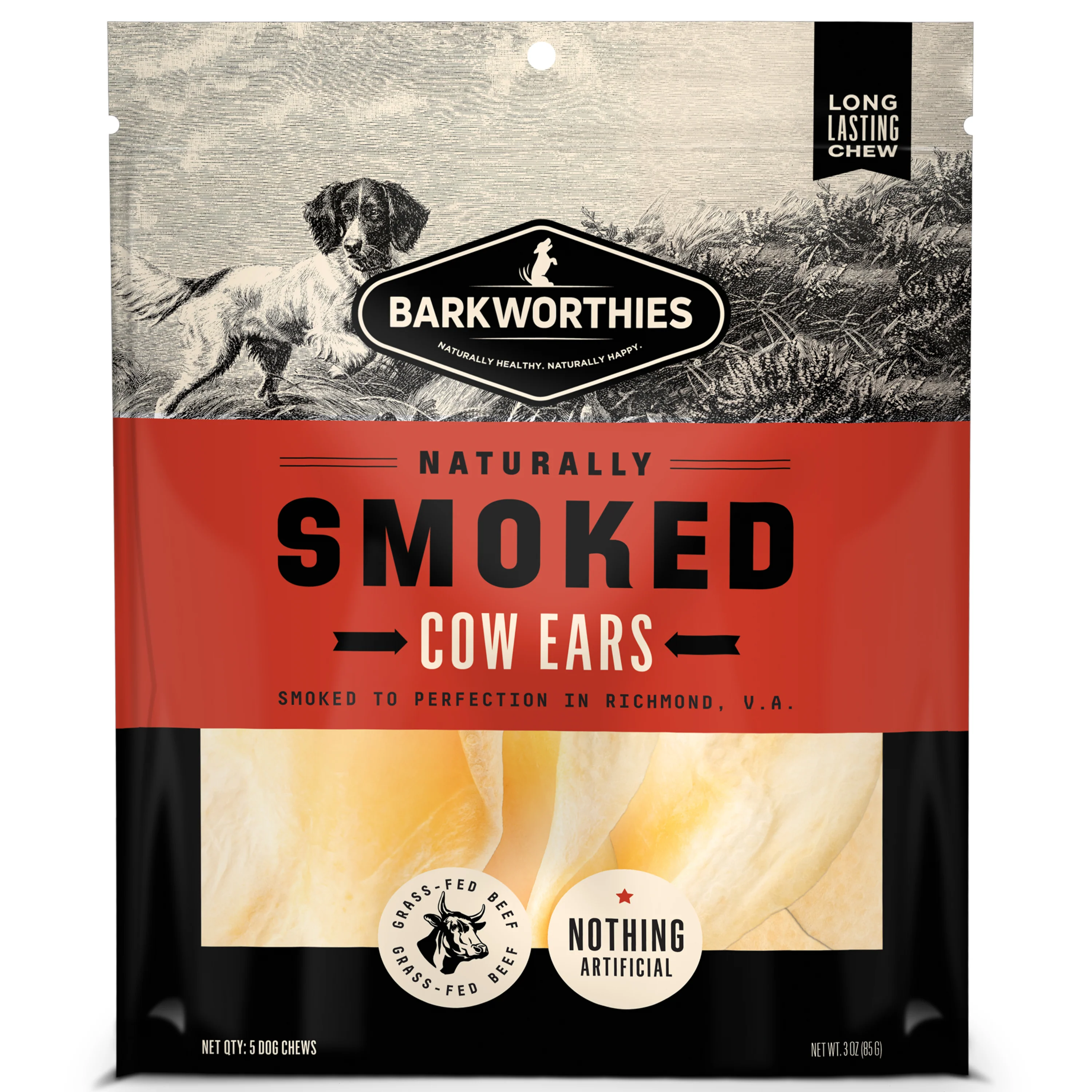 Barkworthies Smoked Cow Ear Dog Treat 5 ct