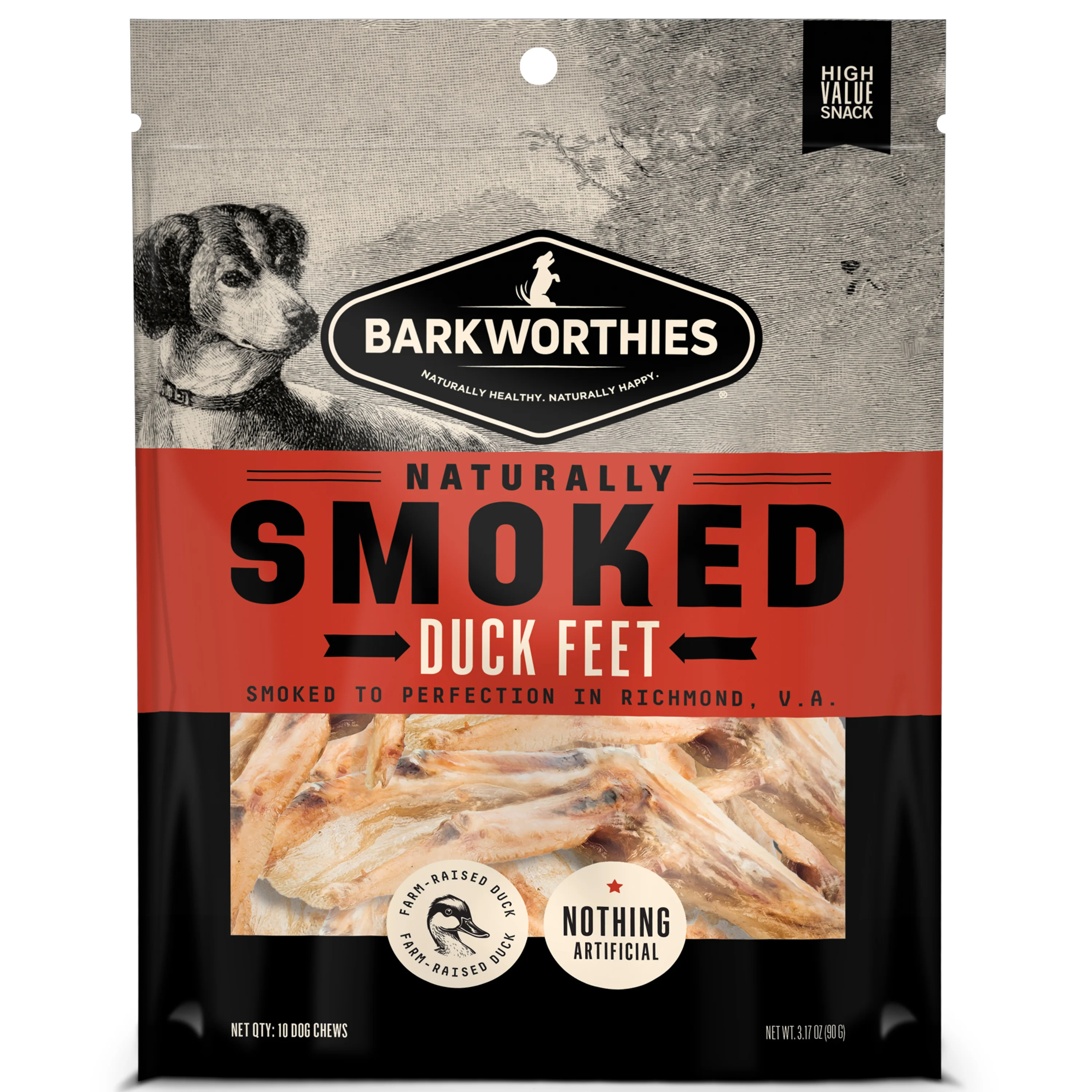 Barkworthies Smoked Duck Feet Dog Treat/10 ct
