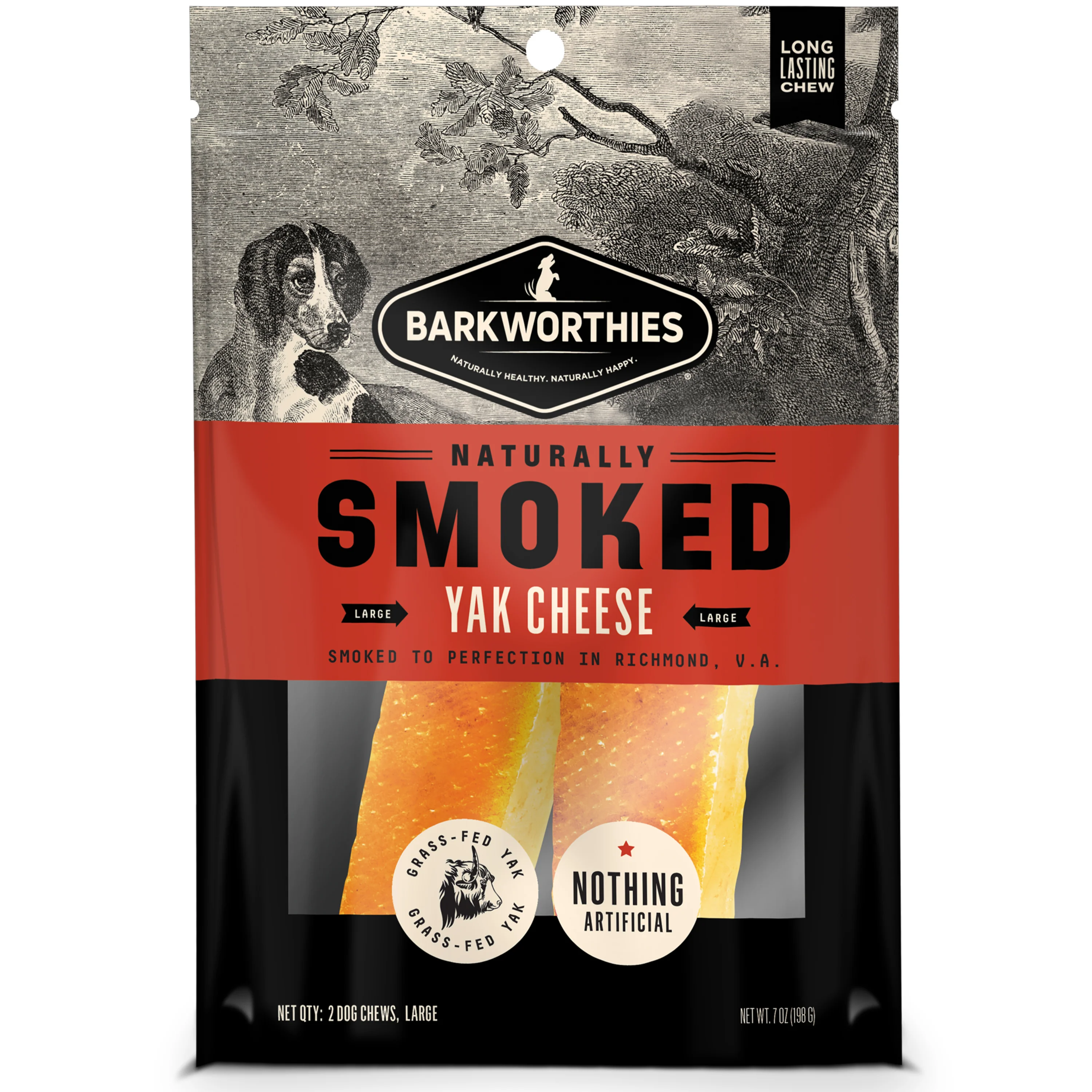 Barkworthies Smoked Yak Cheese Dog Treat Large/2 ct