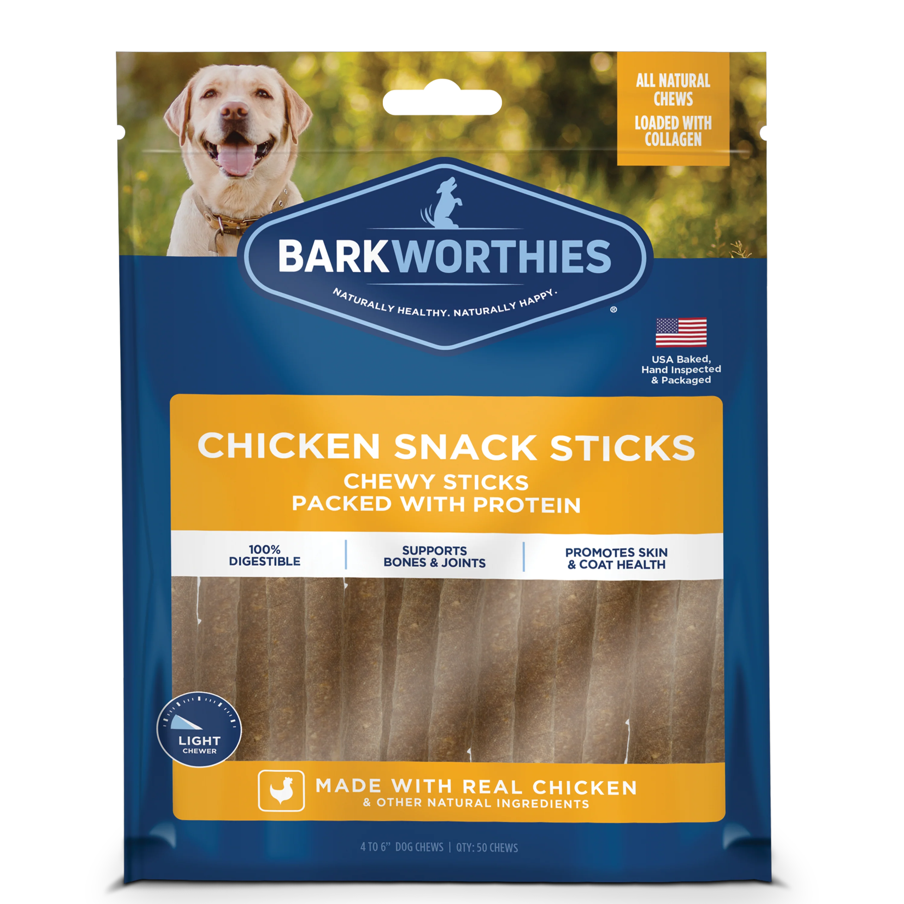 Barkworthies Snack Sticks Chewy Dog Treat Chicken 4-6 in