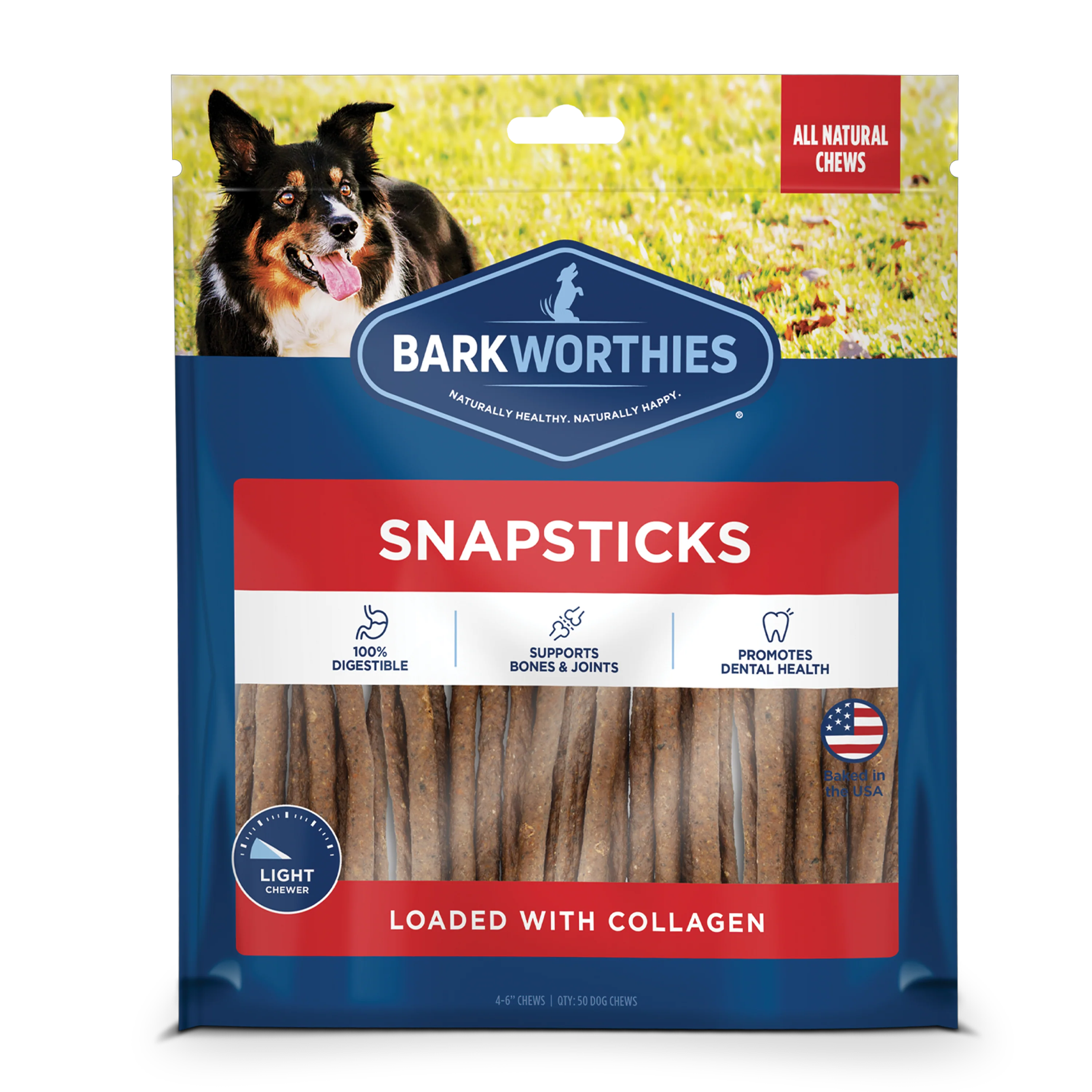 Barkworthies Snapsticks with Collagen Dog Treat 4-6 in