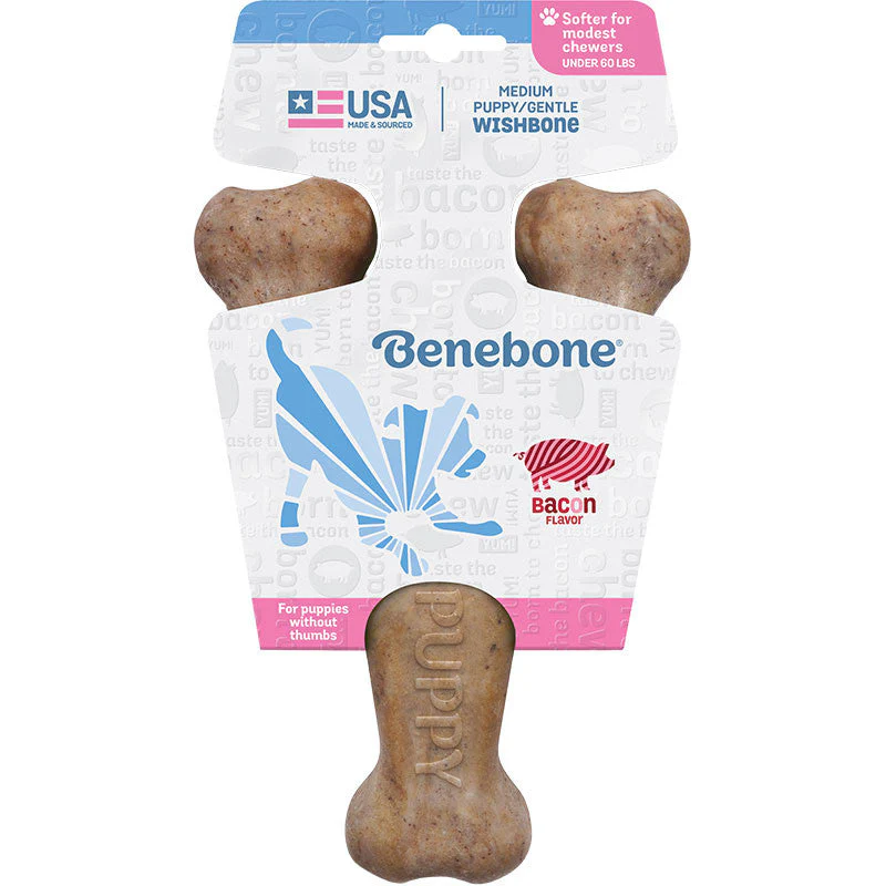 Benebone Dog Wishbone Chew Bacon Puppy Medium