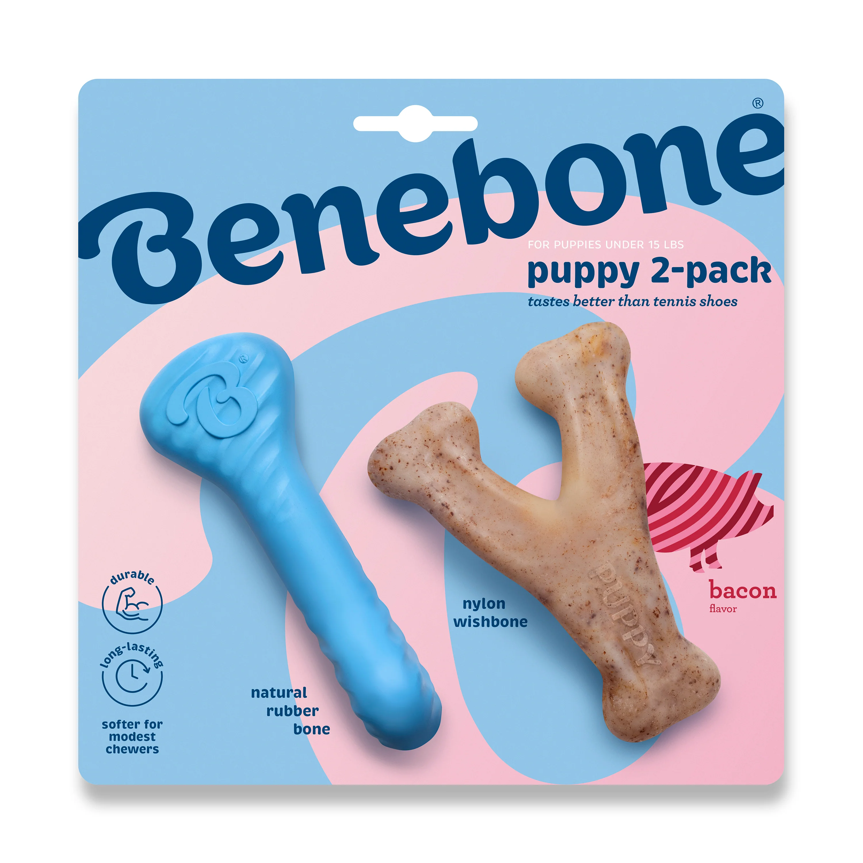 Benebone Holiday Rubber Bone/Wishbone Puppy Chew Toy Small, 2 pk
