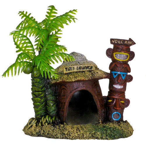 Blue Ribbon Exotic Environments Betta Hut Aquarium Ornament with Palm Tree Brown/Green 3.26in MD - Image 2