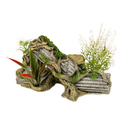 Blue Ribbon Exotic Environments Ancient Column Ruins Aquarium Ornament with Plants Multi-Color 7 in - Image 2