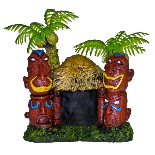 Blue Ribbon Exotic Environments Betta Hut Aquarium Ornament with Palm Tree Brown/Green 3.26in - Image 2