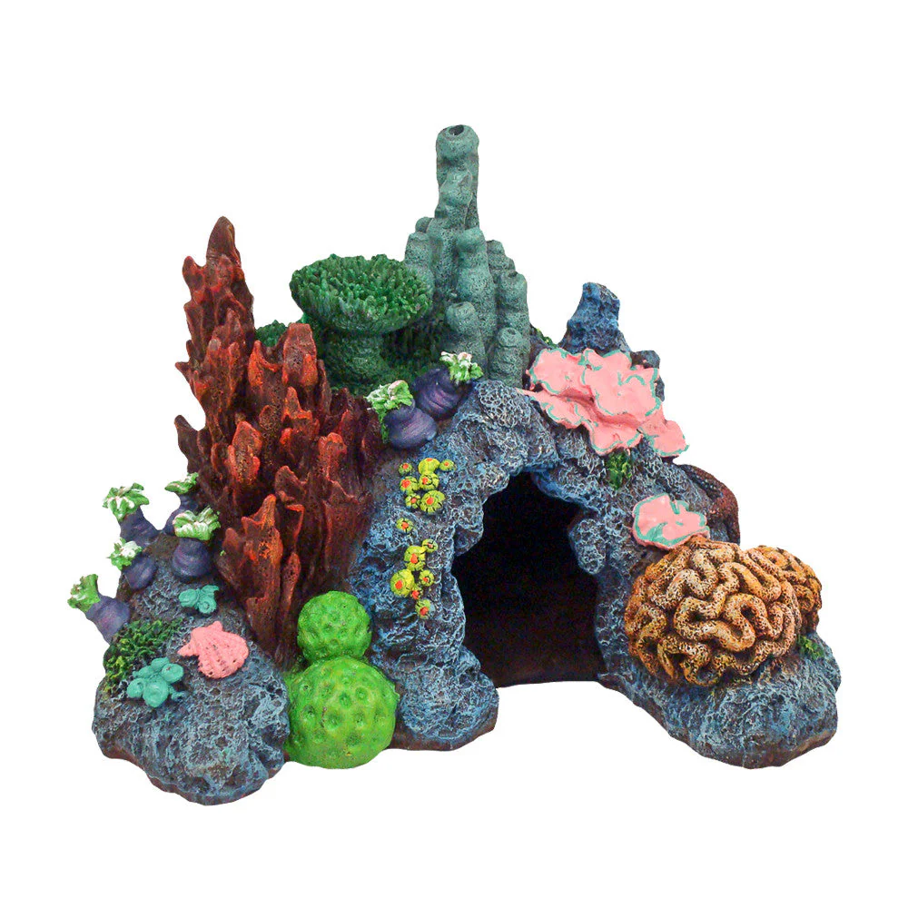 Blue Ribbon Exotic Environments Caribbean Living Reef Aquarium Ornament Multi-Color 5.5in SM