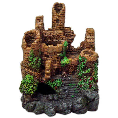 Blue Ribbon Exotic Environments Forgotten Ruins Crumbling Castle Aquarium Ornament Black, Brown, Green 10 in - Image 2