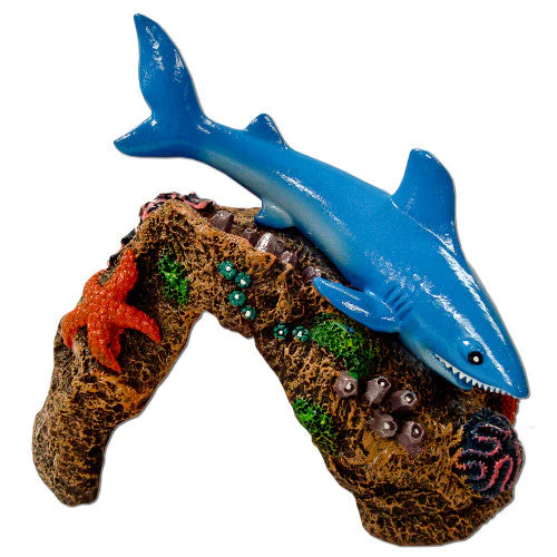 Blue Ribbon Exotic Environments Great White Shark Aquarium Statue Multi-Color 4 in - Image 2