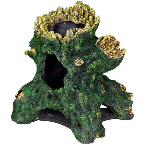 Blue Ribbon Exotic Environments Hollow Tree Stump Aquarium Ornament Yellow, Green 12 in Jumbo - Image 2