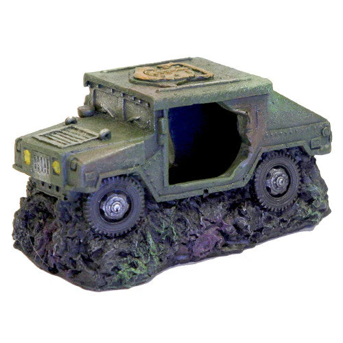 Blue Ribbon Exotic Environments Humvee Aquarium Ornament with Cave Green 2 in - Image 2