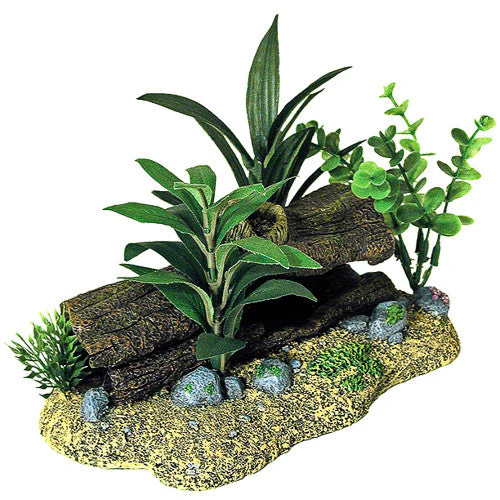 Blue Ribbon Exotic Environments Log Cavern Aquarium Ornament with Plants Multi-Color 5 in - Image 2