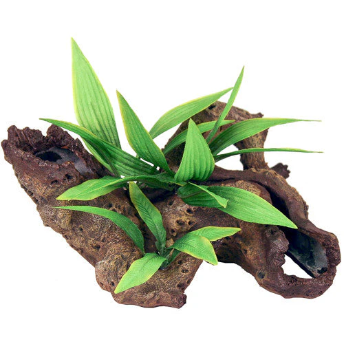 Blue Ribbon Exotic Environments Mopani Wood with Silk Style Plants Brown/Green SM - Image 2
