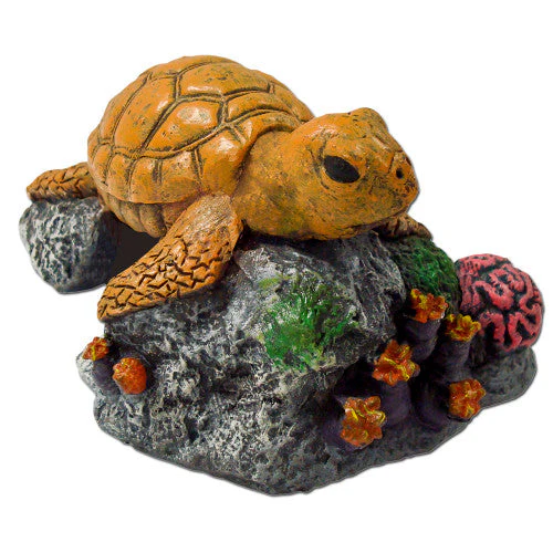 Blue Ribbon Exotic Environments Sea Turtle Aquarium Statue Grey/Orange 2.5in SM - Image 2
