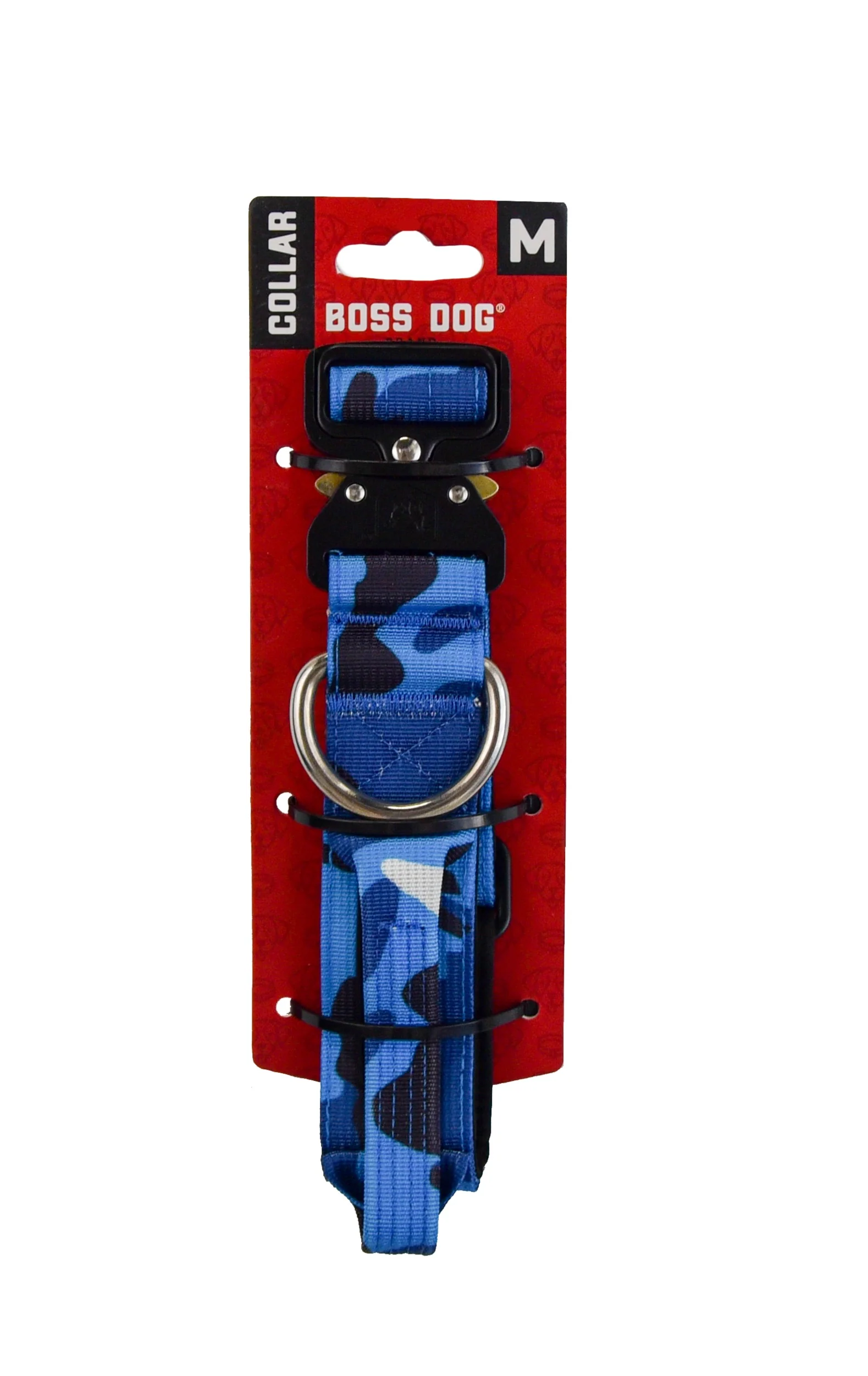 Boss Dog Tactical Adjustable Dog Collar Blue Camo Medium, 15-18 in