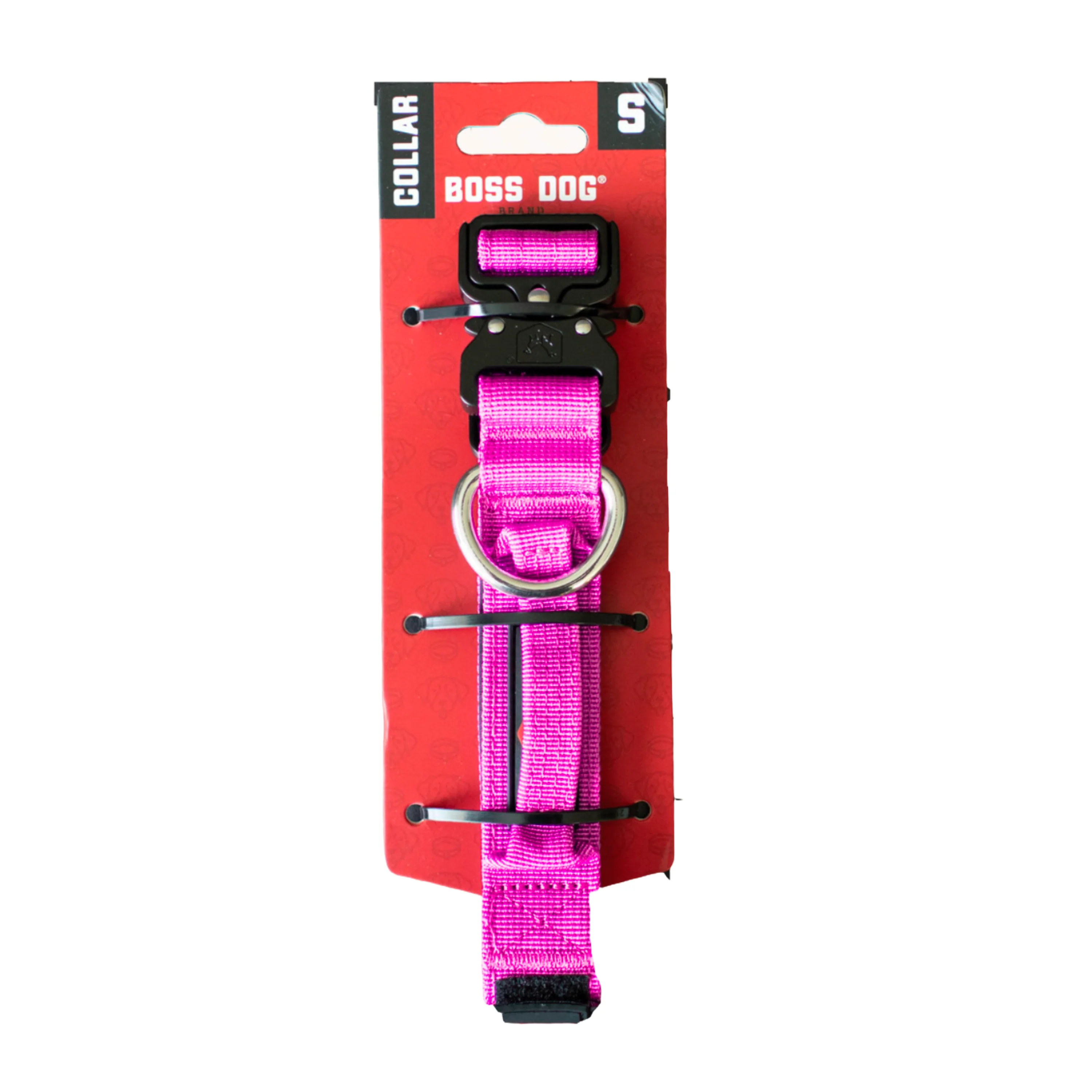 Boss Dog Tactical Adjustable Dog Collar Hot Pink Small