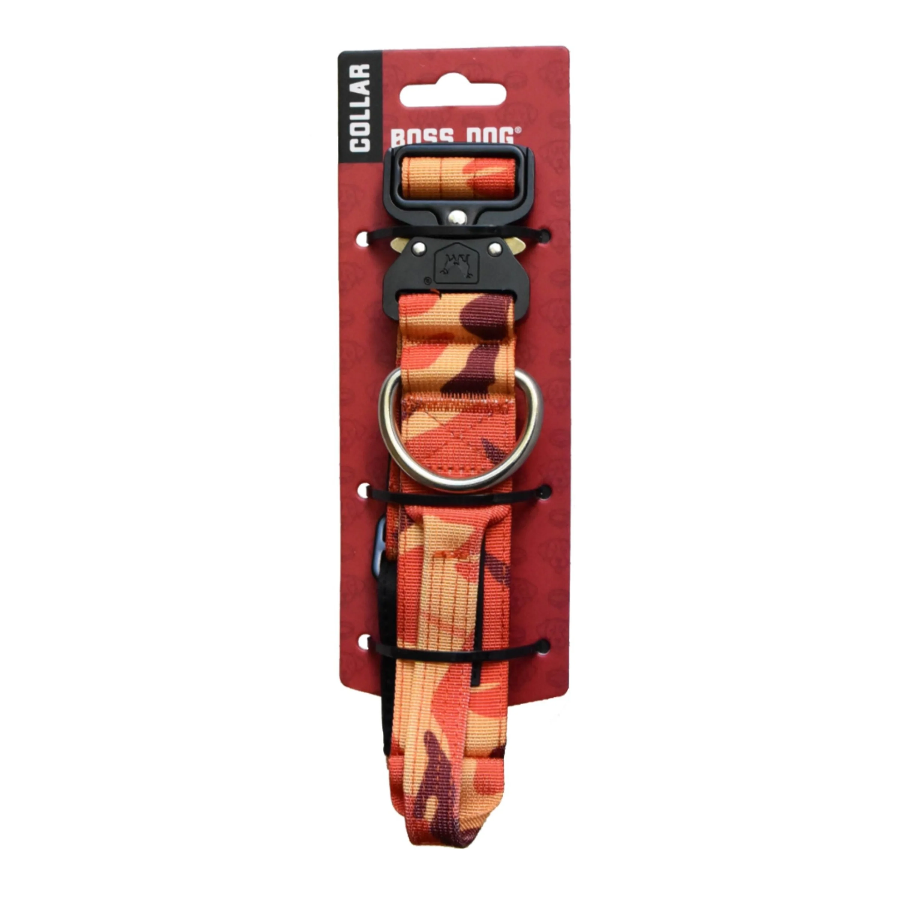 Boss Dog Tactical Adjustable Dog Collar Orange Camo Medium, 15-18 in