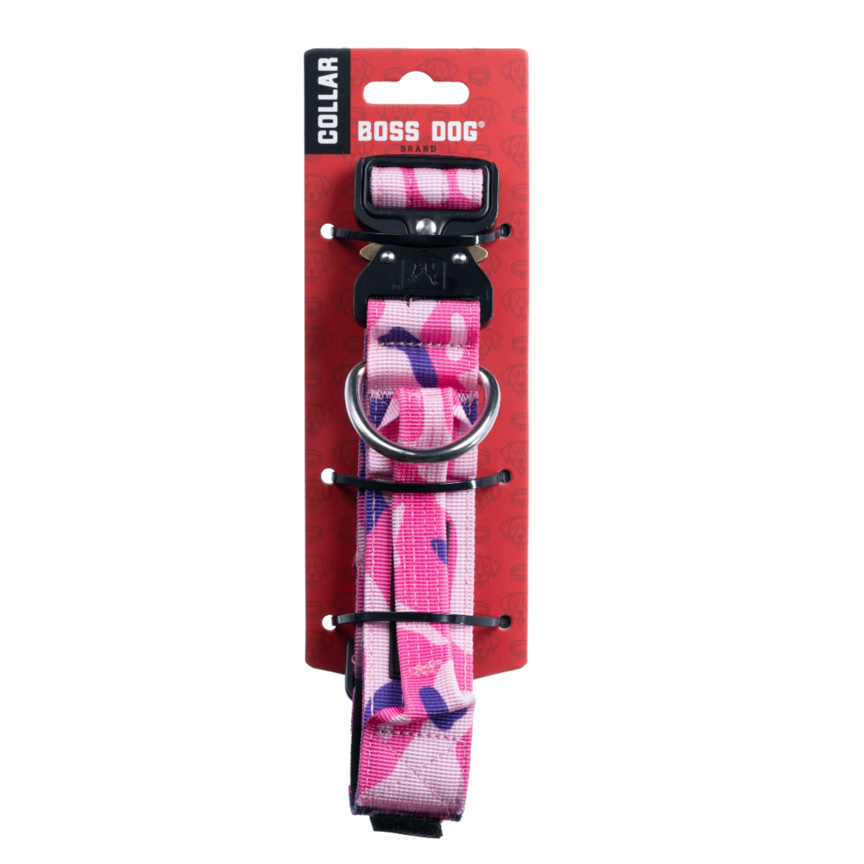 Boss Dog Tactical Adjustable Dog Collar Pink Camo Large, 17-22 in