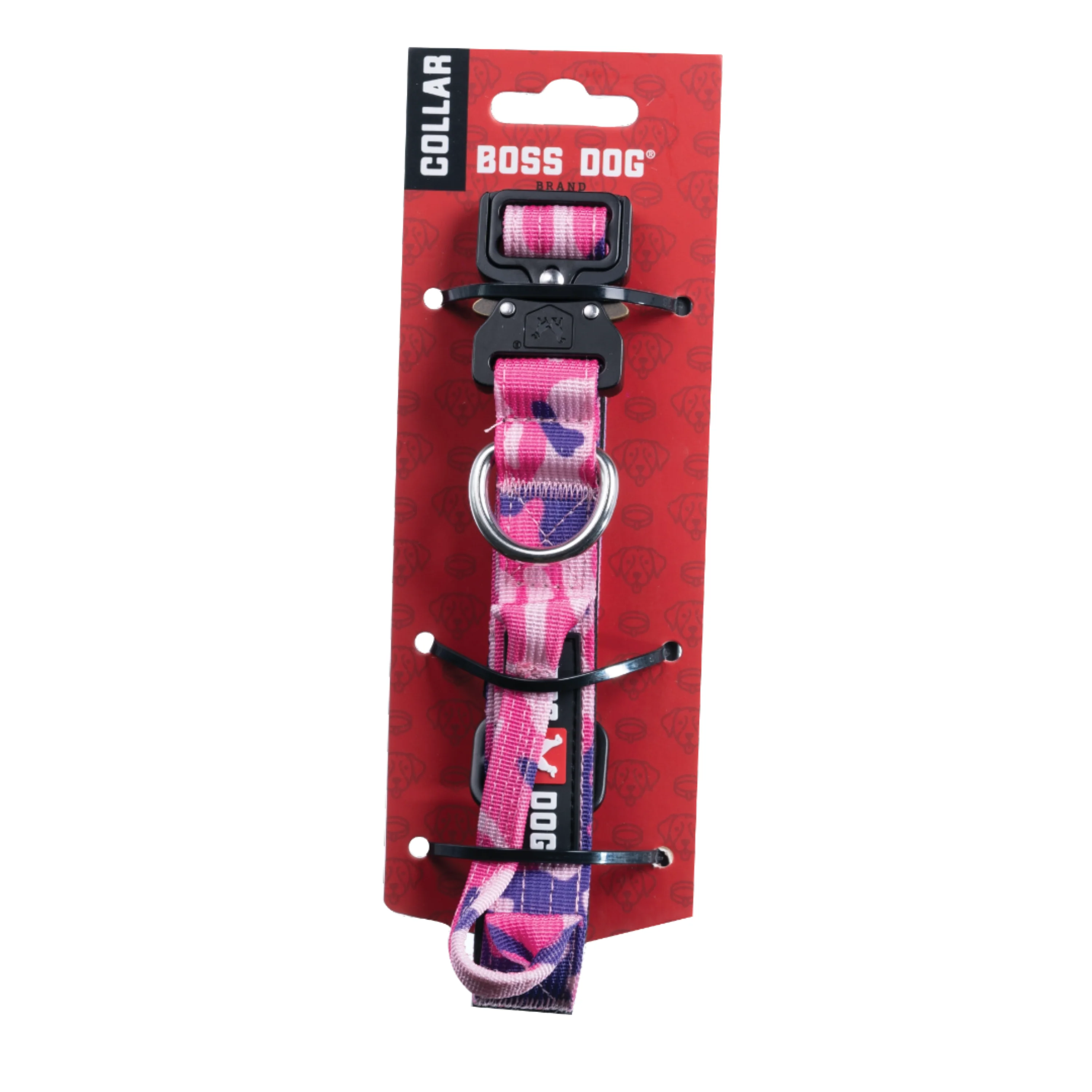 Boss Dog Tactical Adjustable Dog Collar Pink Camo Small, 13-16 in