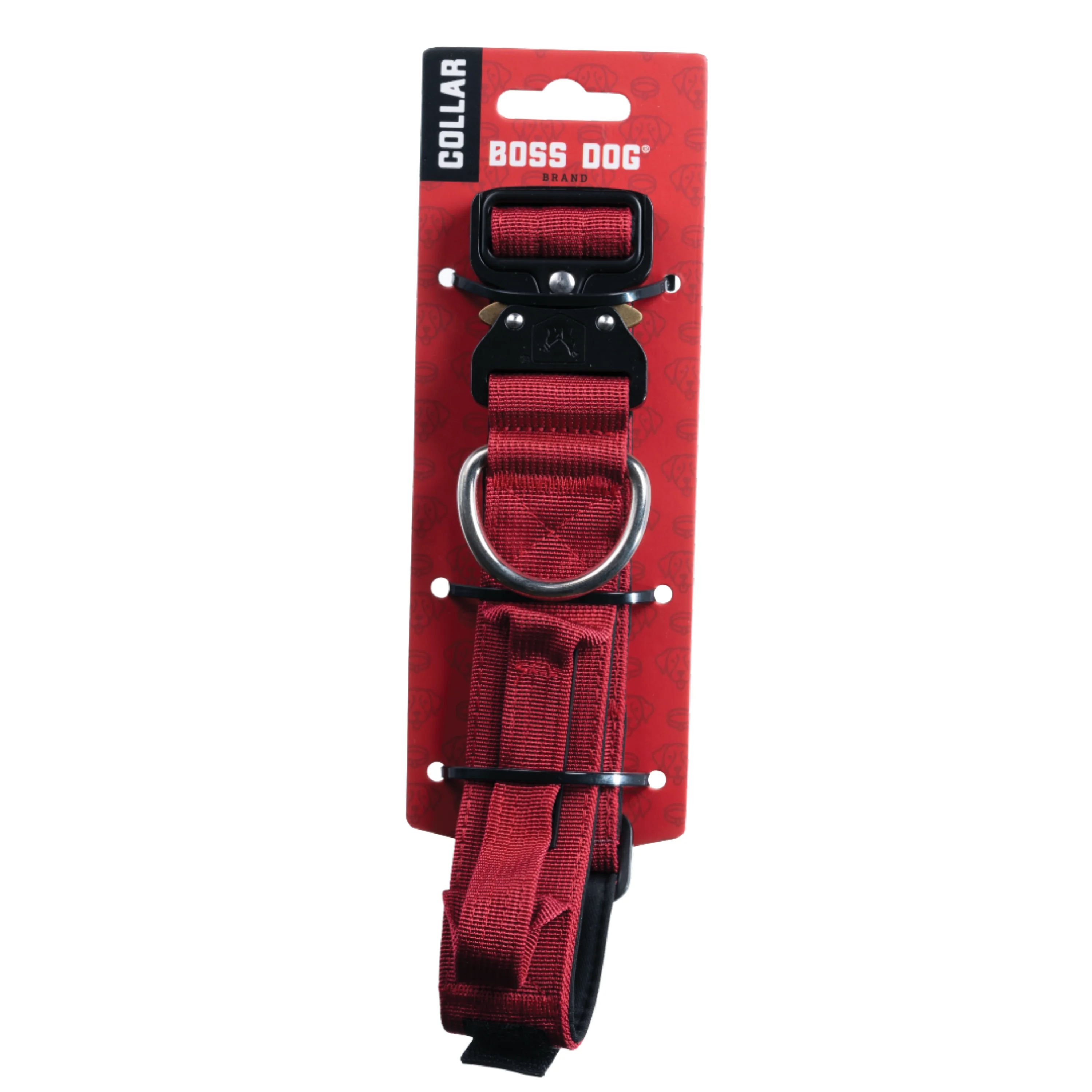 Boss Dog Tactical Adjustable Dog Collar Red Medium, 15-18 in