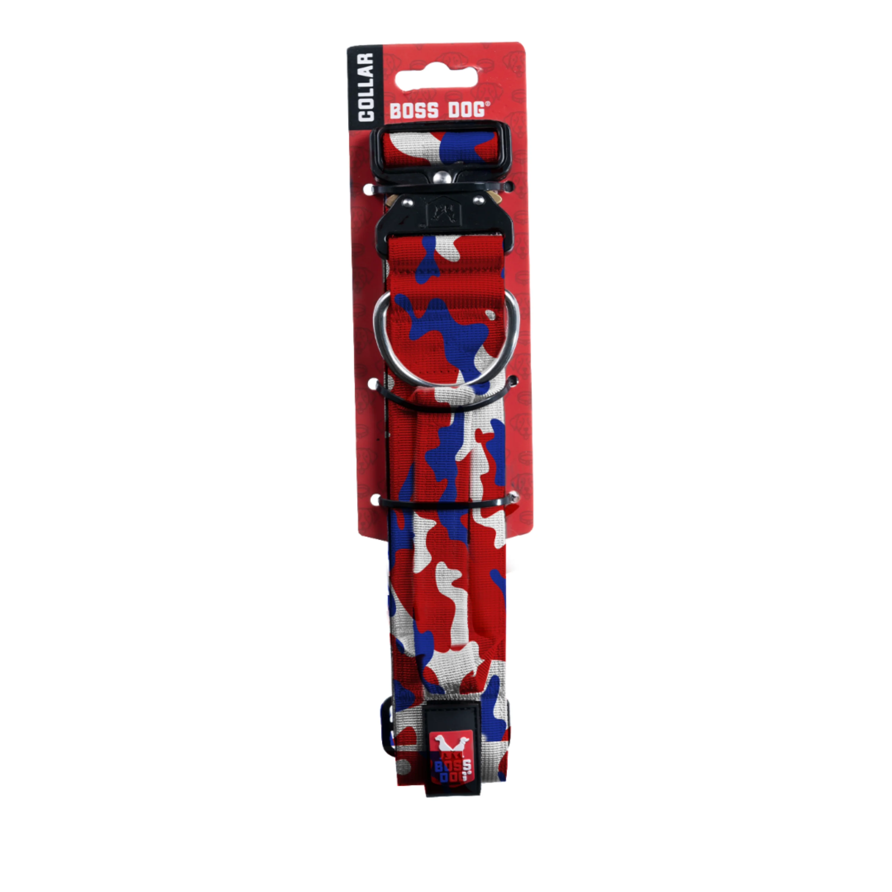 Boss Dog Tactical Adjustable Dog Collar Red, White, & Blue X-Large, 20-28 in
