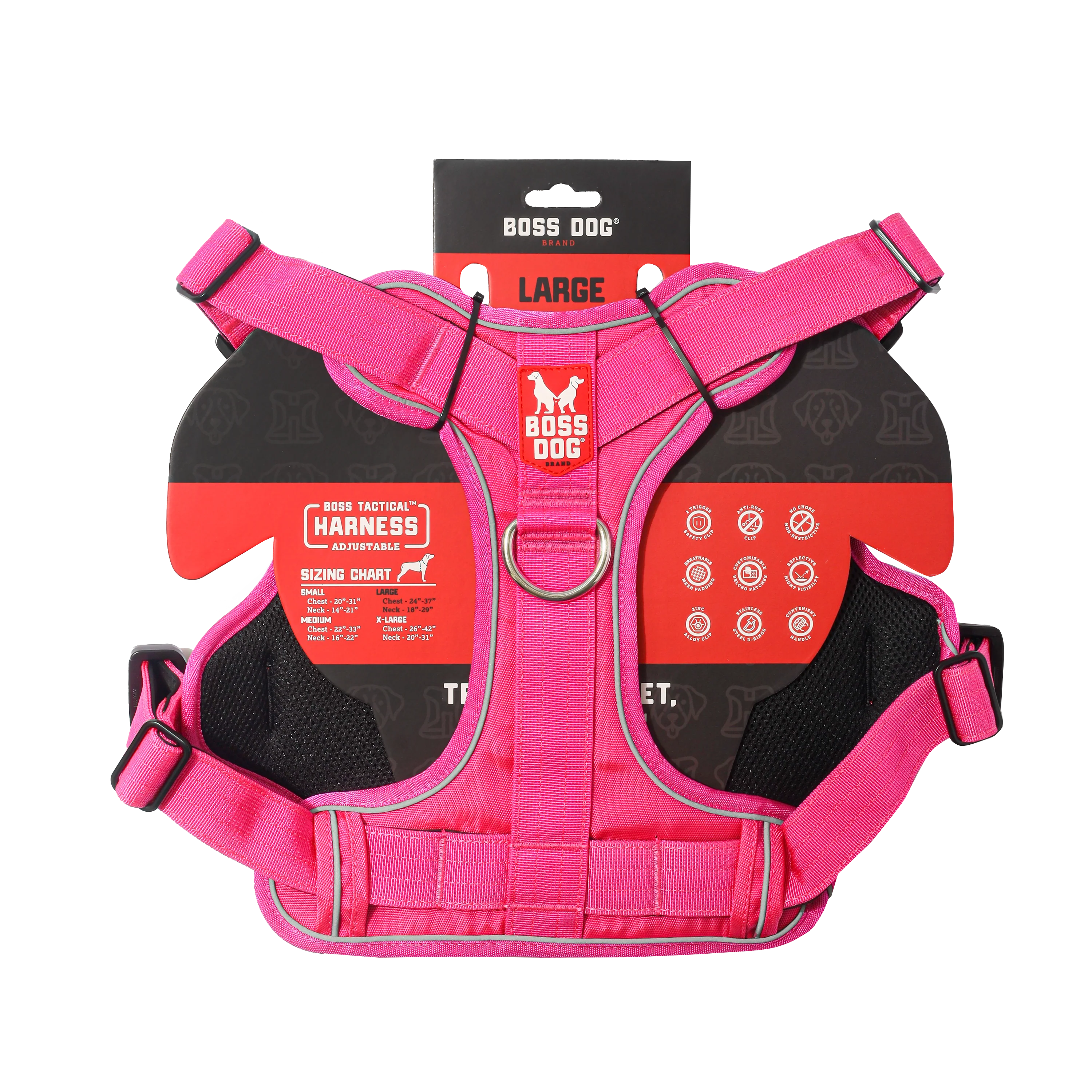 Boss Dog Tactical Dog Harness Hot Pink Large