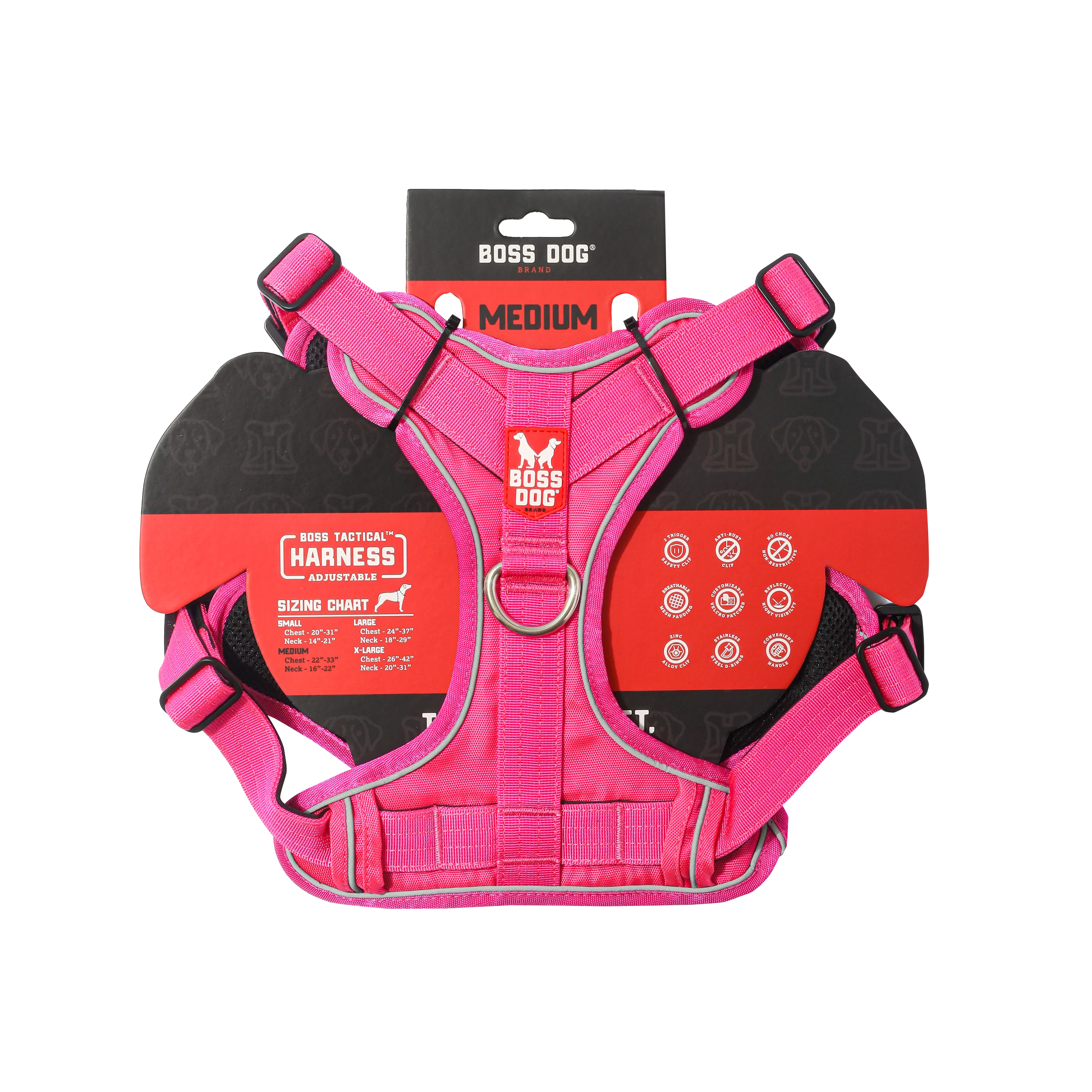 Boss Dog Tactical Dog Harness Hot Pink Medium