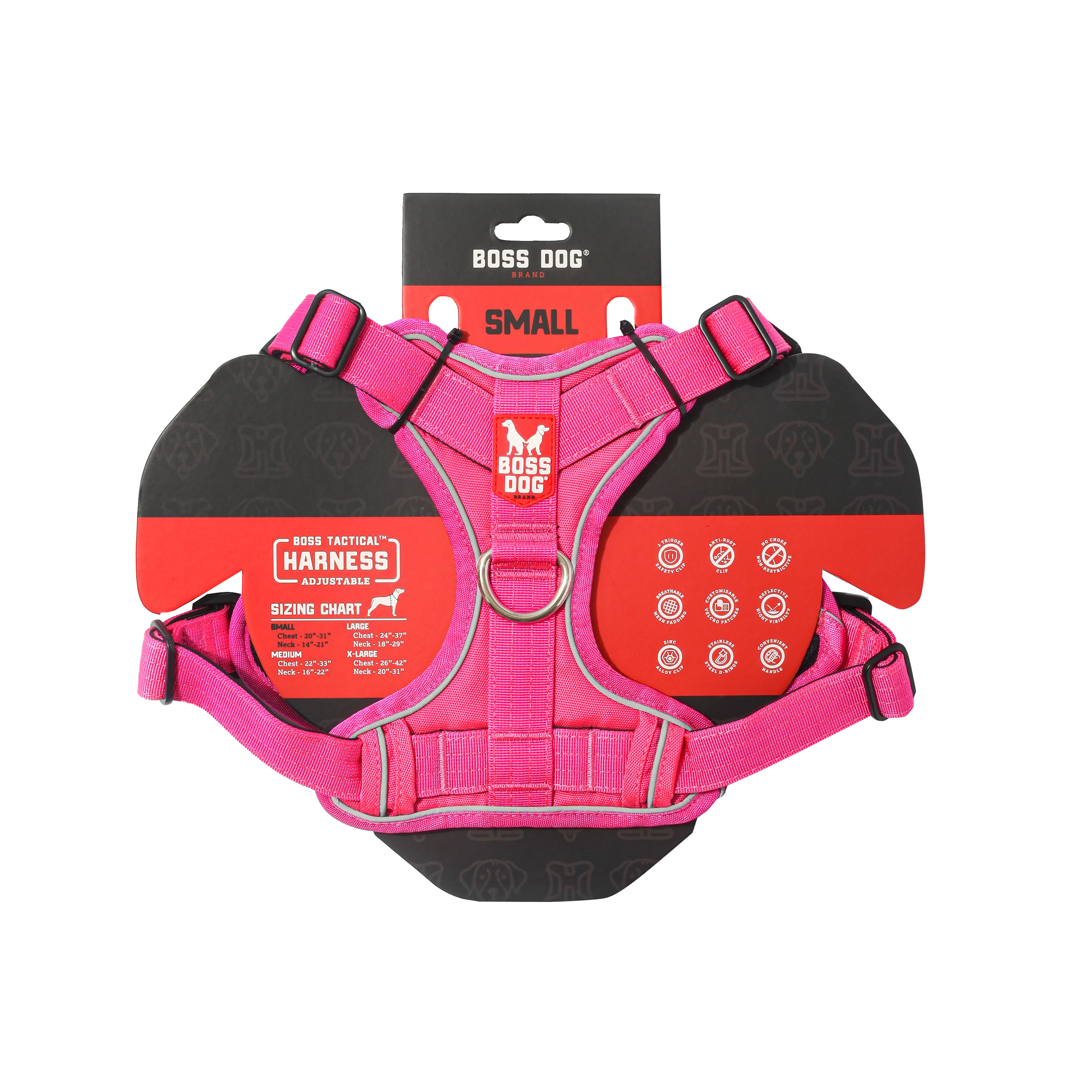 Boss Dog Tactical Dog Harness Hot Pink Small