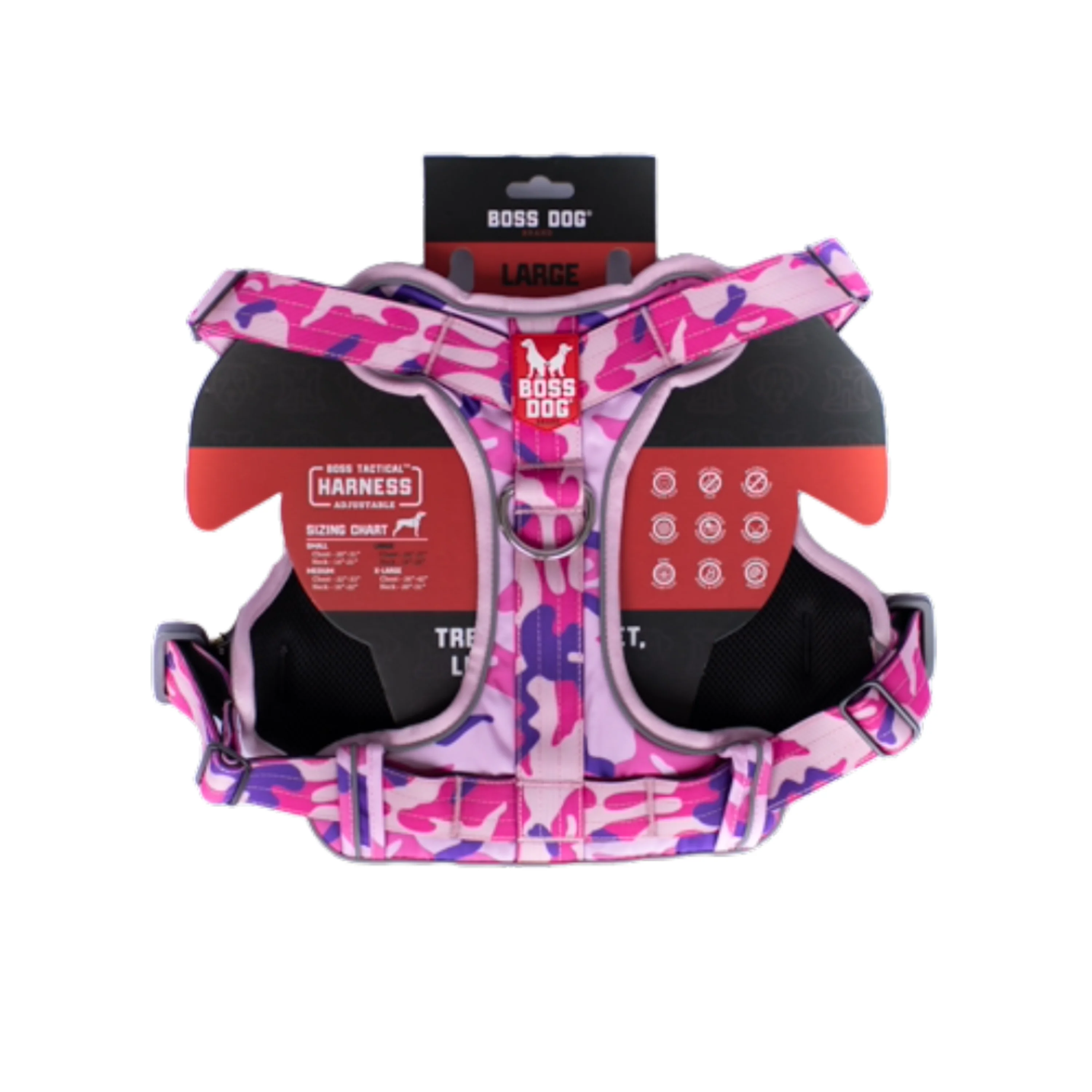 Boss Dog Tactical Dog Harness Pink Camo Large
